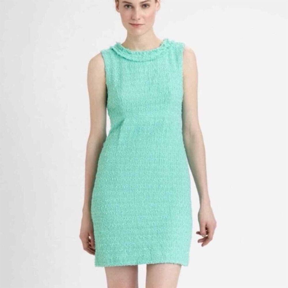 Kate Spade Terri Boucle Aqua Tweed Sheath Dress Size 0 Sleeveless Spring‎